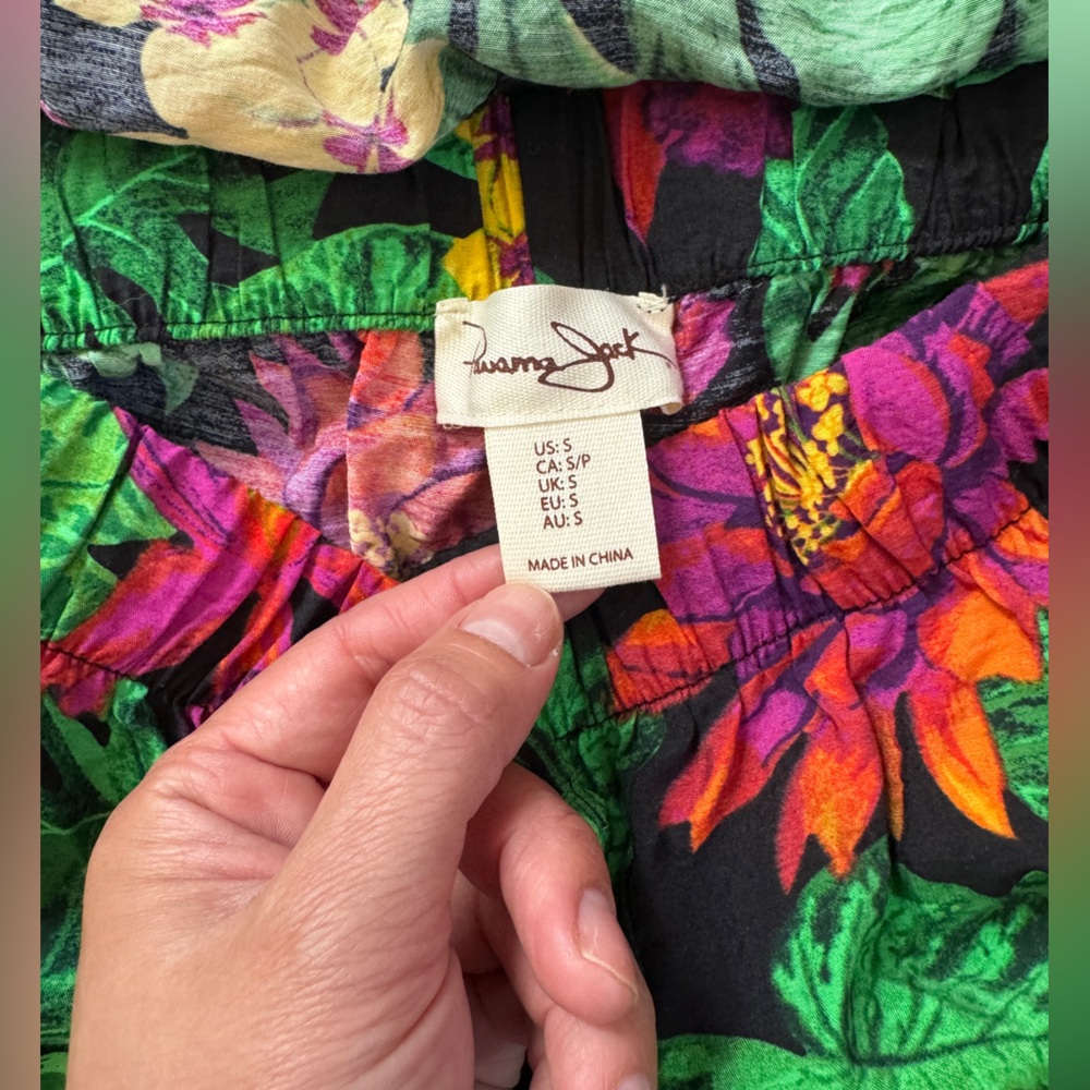 Panama Jack 2-Piece Pants Set Black/Green Tropical S - Picture 6 of 7